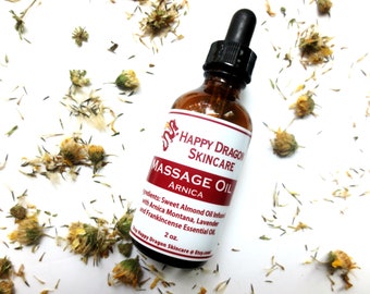 Arnica Oil | First Aid | Sore Muscles, Bruises, Daily Aches, Pains | Handmade | Essential Oil or Unscented | Happy Dragon Skincare