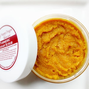 Turmeric Honey Face Scrub | Glowing Skin Sugar Scrub | Lemon or Unscented | Reveal Healthy Complexion | Dark Skin | Happy Dragon Skincare