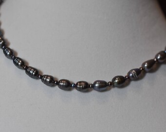 Grey freshwater pearls and seed beads
