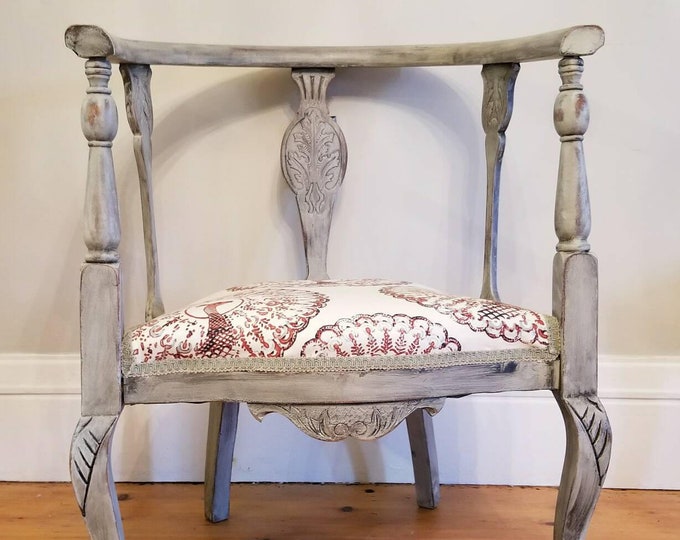 AVAILABLE Curved Wood Back Chair Shabby Chic Grey Chair Etsy