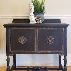 SOLD! Petite Server Buffet/Sideboard/sink vanity, shabby, dark blue/black