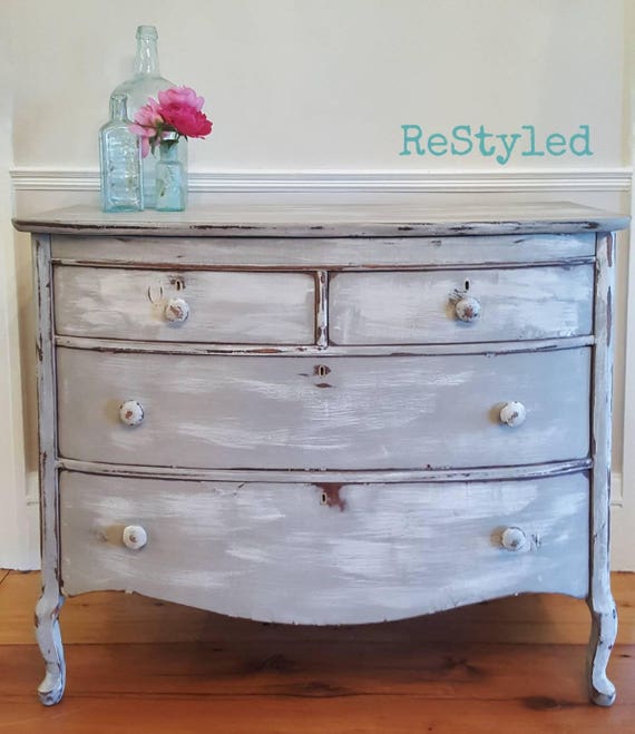 Soldsmall Bowfront Dresser Beach Cottage Dresser Chalk Etsy