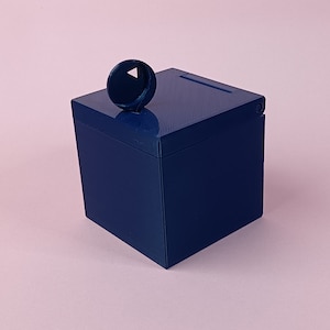 3D gedruckte mysteriöse blaue Box, inspiriert von Mulholland Drive, funktionaler Schlüssel und Schloss, pla, blauer Valentinstag