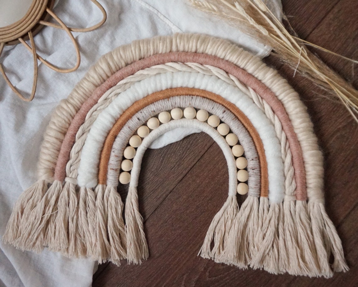 Large Bohemian Macrame Rope Rainbow Etsy