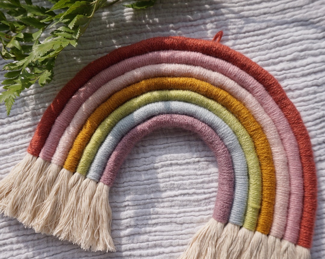 Large Hand Wrapped Macrame Rope Rainbow Etsy
