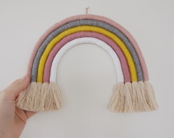Pink and Yellow Hand Wrapped Rope Rainbow