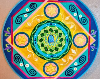 Crystal Vortex Heart Portal Wooden Disk
