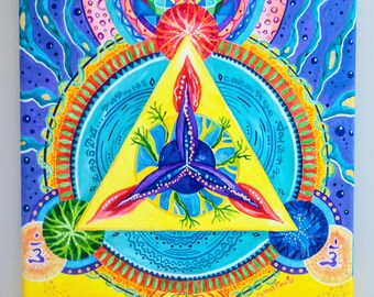 Cosmic Christ Essence Sacred Geometry Original Canvas