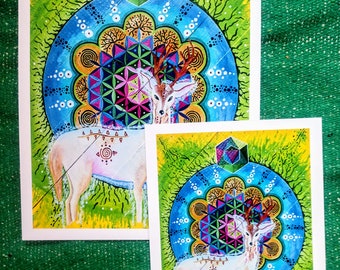 Deer Spirit Sacred Geometry Paper Print