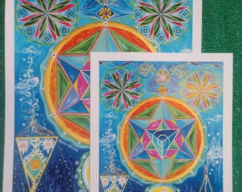 The Golden Spiral, Star of Life Sacred Geometry Paper Print