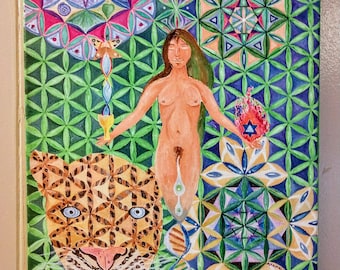 The Flower of Life, Mother of Creation Sacred Geometry Original Canvas Acrylics