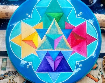 Twin Merkabah Acrylic Wooden Disk