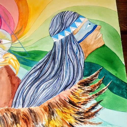 The Eagle Spirit Sacred Geometry Water Color Original shops Painting