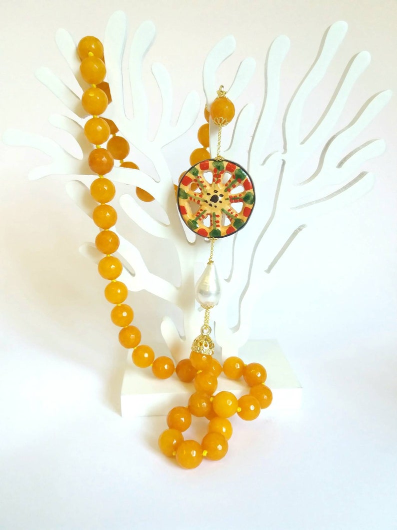 Necklace with stones and ceramics of Caltagirone