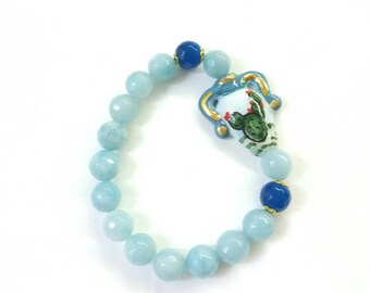 Bracciale con pietre e ceramica di Caltagirone