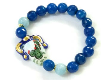 Bracciale con pietre e ceramica di Caltagirone