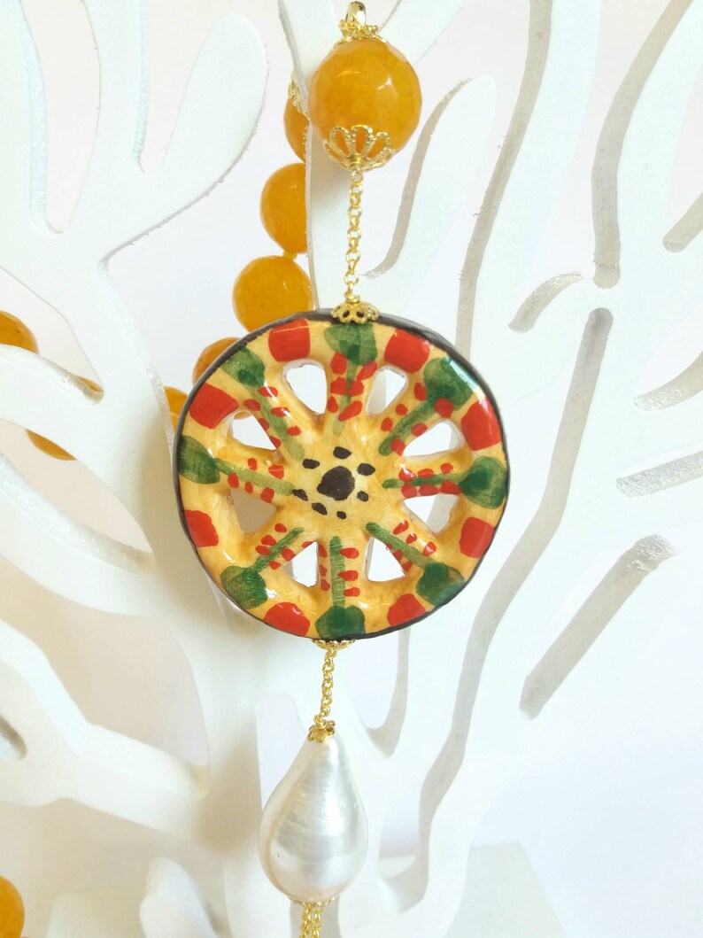 Necklace with stones and ceramics of Caltagirone