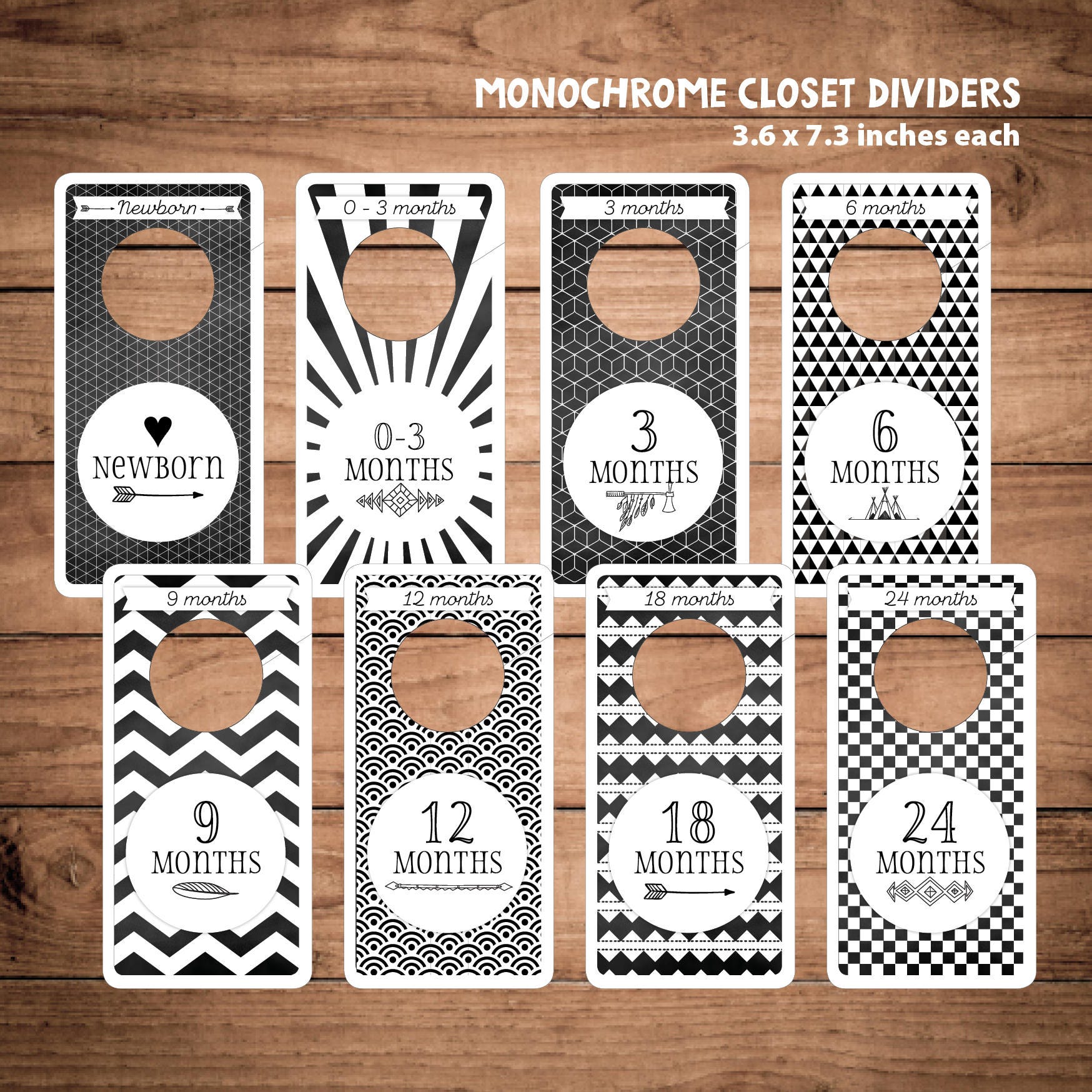 Print Closet Dividers Printable Closet Organizers, Monogram, Black ...