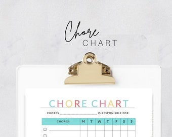 Chore Chart For Kids Checklist Printable, Daily Responsibility Chart, Tasks Chart for Children | INSTANT DOWNLOAD