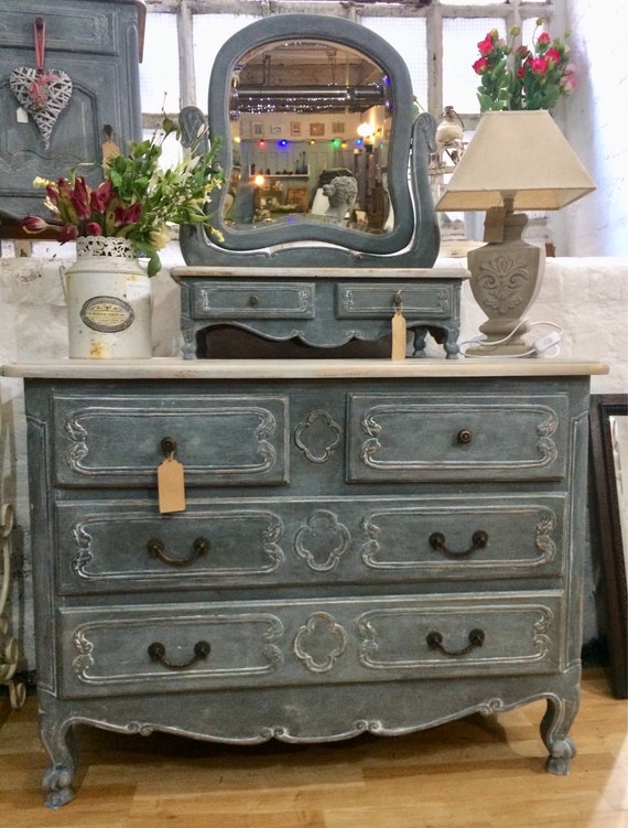 Sold French Provencal Style Dressing Table Chest Of Drawers Etsy