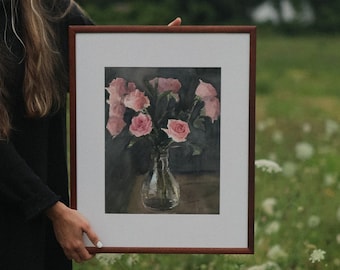 Original Fine art rose painting |watercolor rose painting| still life painting| pink rose painting| pink roses painting| rose watercolor