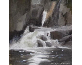 Pintura de cascada de Adirondack/ pintura original al aire libre/ pintura de cascada/ acuarela de cascada de Adirondack/ acuarela de bellas artes/ arte