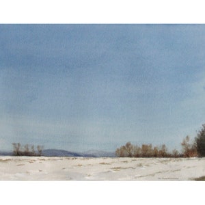 Winter landscape watercolor painting | original watercolor painting |original fine art painting | landscape painting | New England art|