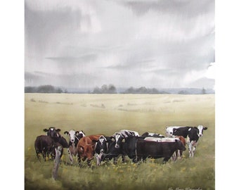 PRE-ORDEN Impresión de arte de vaca/ impresión de acuarela de vaca/impresión de arte de vaca/pintura de vaca/ impresión de vaca/ acuarela de vaca/ bellas artes de vaca/ impresión original de vaca/ vaca