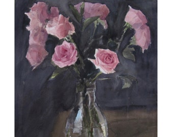 pink rose watercolor print| Rose print| Pink rose wall art| Fine art print| rose painting | rose art| fine art| pink rose painting| original