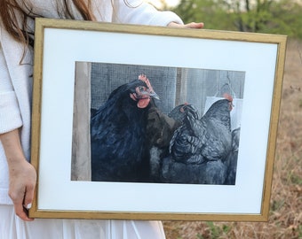 Chicken Fine Art Giclee print| Fine art chicken watercolor print| chicken print| chicken wall art| hen painting|hen watercolor |fine art\art