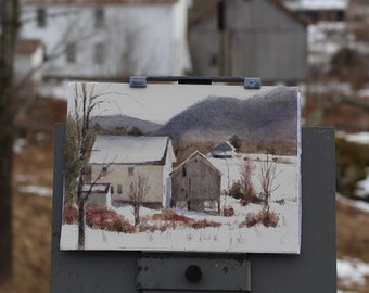 Pintura de paisaje de Vermont/ Pintura de paisaje de Plein air vermont/ Pintura de Plein air/ pintura de paisaje de granja/ Paisaje de montaña de Vermont