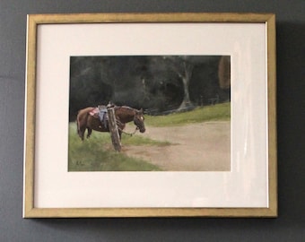 Original horse watercolor painting| Fine art| fine art| One of a kind painting| Western style Horse painting| Horse watercolor painting|