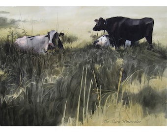 Impresión de arte de vaca/ impresión de acuarela de vaca/impresión de arte de vaca/ pintura de vaca/ impresión de vaca/ acuarela de vaca/ bellas artes de vaca/ impresión original de vaca/ giclee de vaca