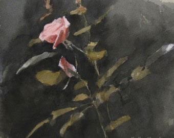 original rose painting| pink rose plein air painting | framed rose painting| rose wall art| pink rose wall art| original rose painting art