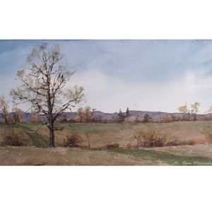 Original Fine art landscape painting| Plein-air painting | Watercolor landscape painting| Winter landscape painting| impressionist painting