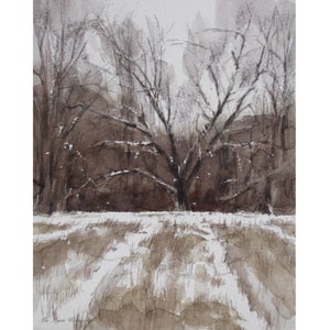 Winter landscape painting original | original watercolor painting |original fine art painting | landscape painting | New England art|