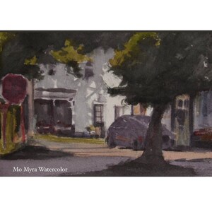 Original watercolor painting| Golden Light| East Hampton Connecticut painting| Connecticut landscape |Connecticut town painting|original art