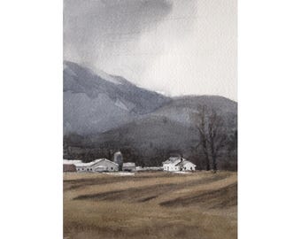 Vermont mansfield mountain painting| Original watercolor Vermont Mountains| Landscape painting with mountains| Vermont | original Watercolor