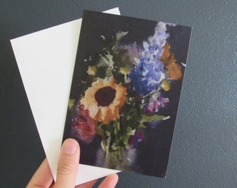 Sunflower notecard| blank notecard| flower greeting card| watercolor sunflower card| sunflower art| sunflower painting |sunflower
