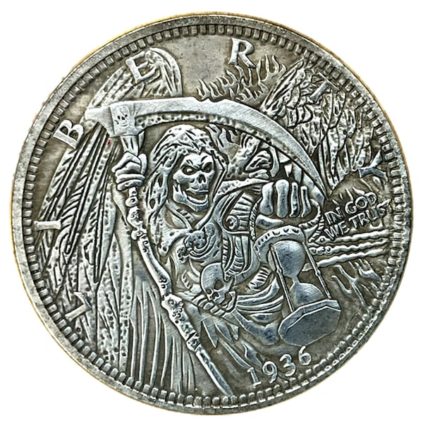 Santa Muerte Novelty V10 Good Luck Heads & Tails Vintage Hobo Coin Art US Seller FAST SHIPPING