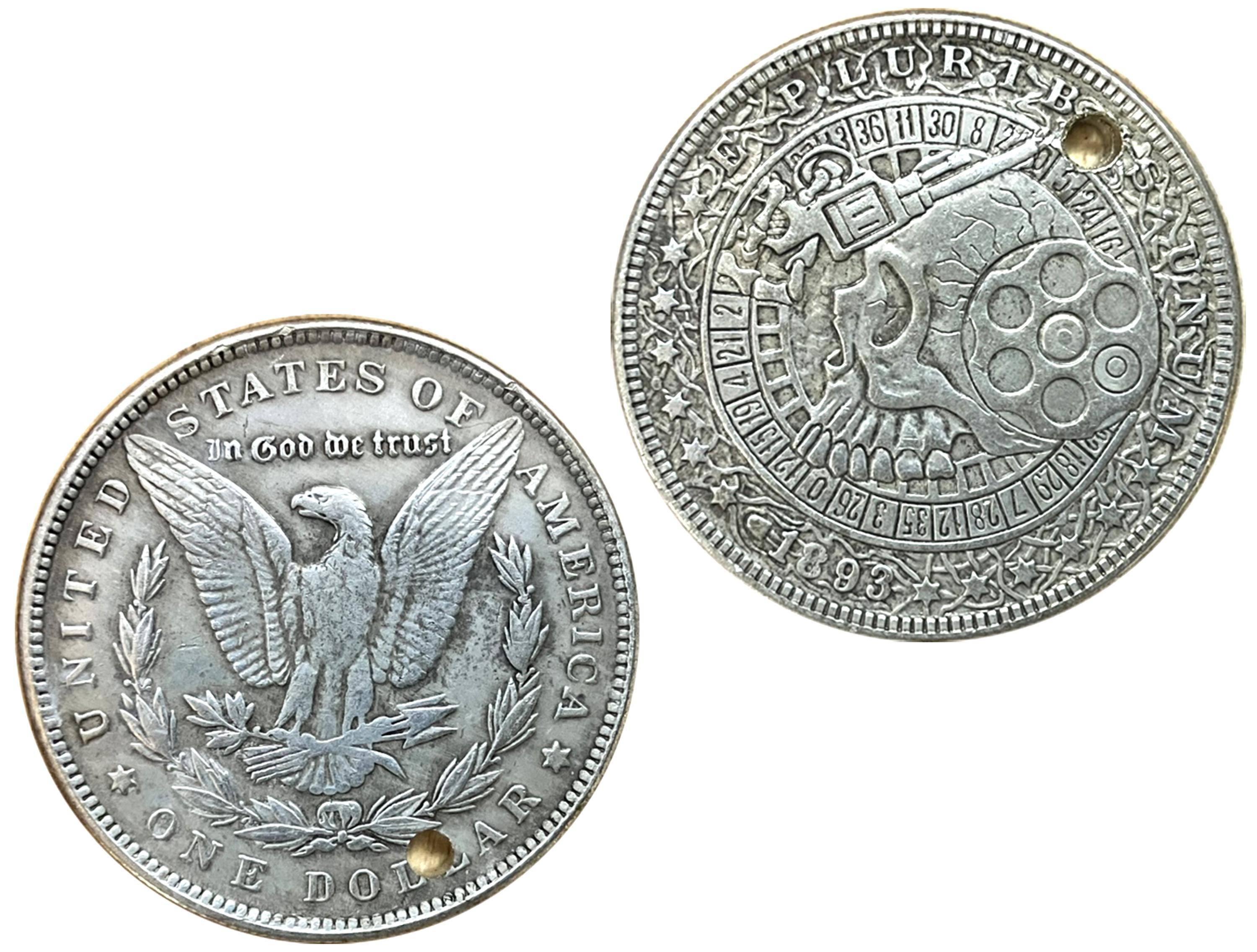 Devils Roulette Good Luck Heads Tails Vintage Hobo Coin Art US Seller ...