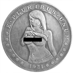 Topless Teaser Pleaser V1 Novelty Good Luck Heads Tails Vintage Hobo Coin Art US Seller FAST Shipping!