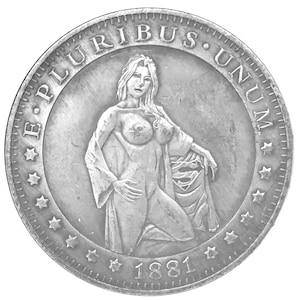 Bare Babe V4 Novelty Good Luck Heads Tails Vintage Hobo Coin Art US Seller FAST Shipping!