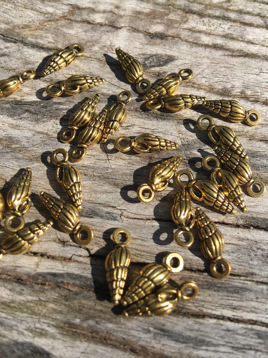 Spiral Shell Charm Antique Gold Shell Charm Shell Charm Beach Charm ...