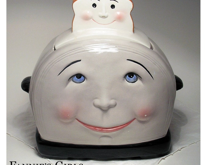 Vintage Cookie Jar, Clay Art Toaster Cookie Jar, 1993, Hand Painted