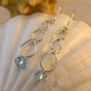 Cascading Teardrop Earrings, Swarovski Crystal, Aquamarine
