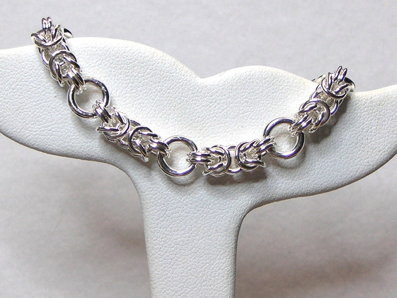 Broken Byzantine Bracelet Argentium Silver, Sterling Silver Lobster