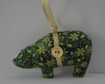 Green/Gold Christmas Pig