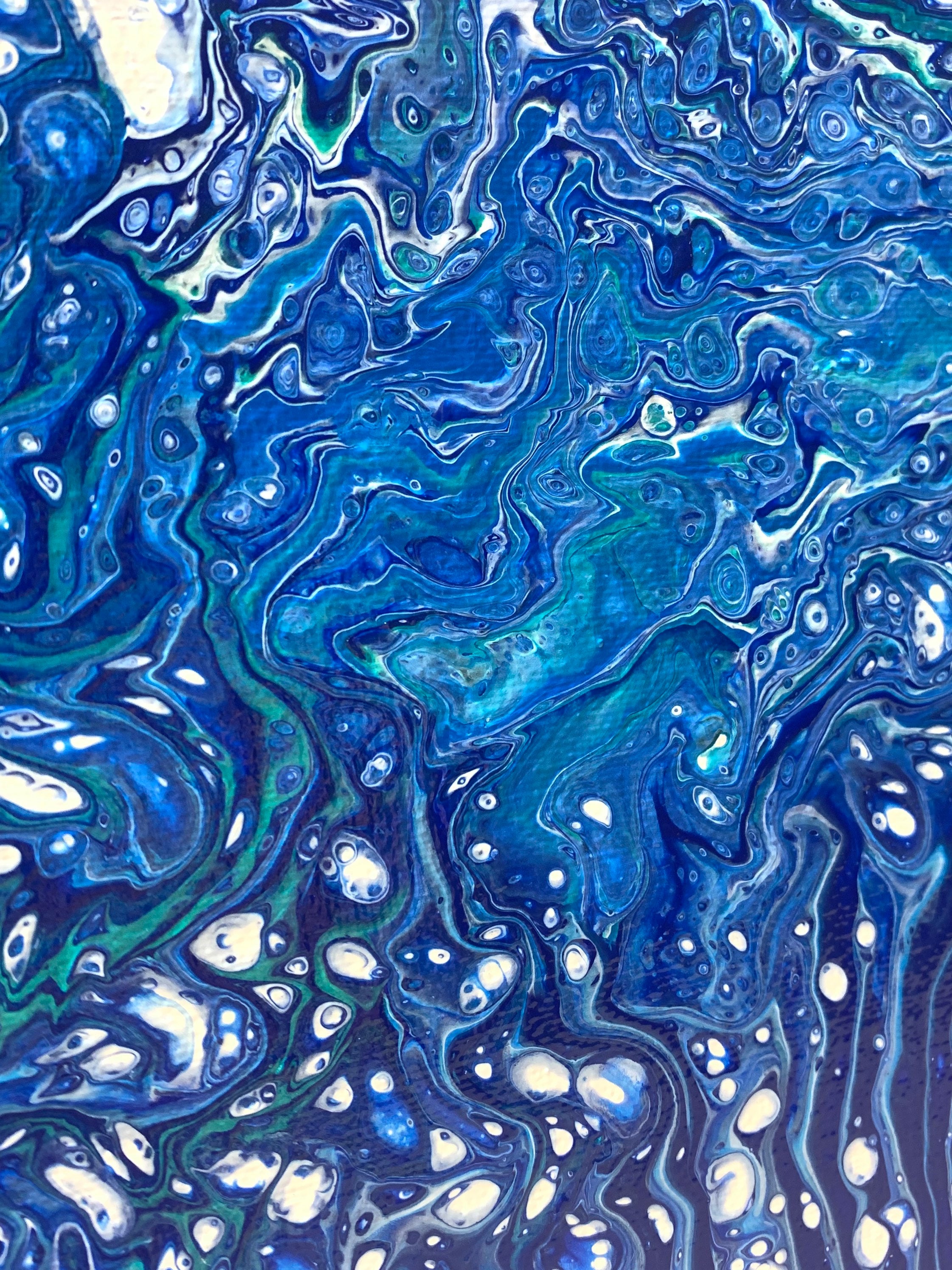Fluid , Blue Pour Painting Simple Painting, Minimal Wall Art Set