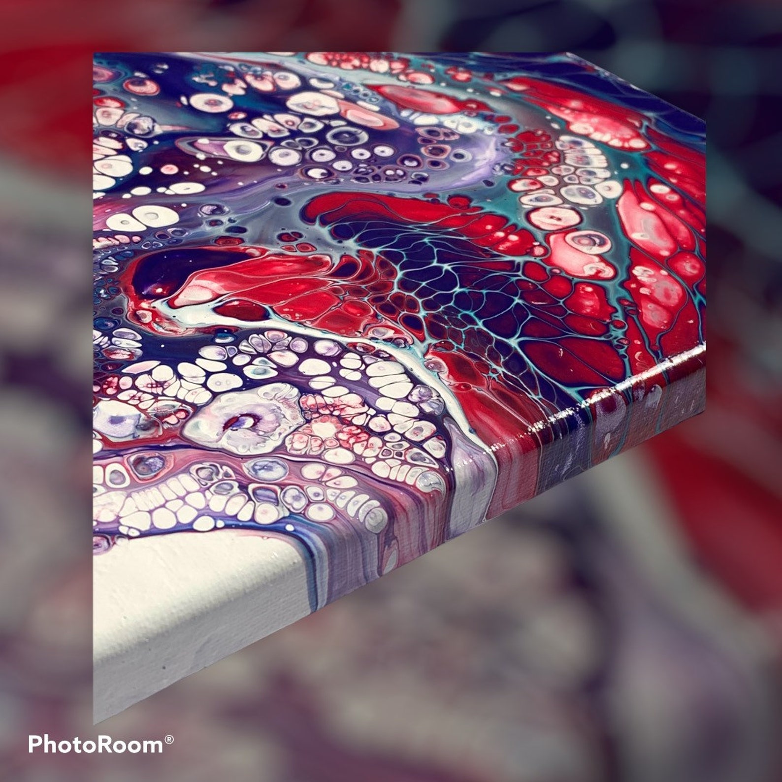 Purple and Red Abstract Art on 8x10 Canvas Fluid Art Pour Etsy
